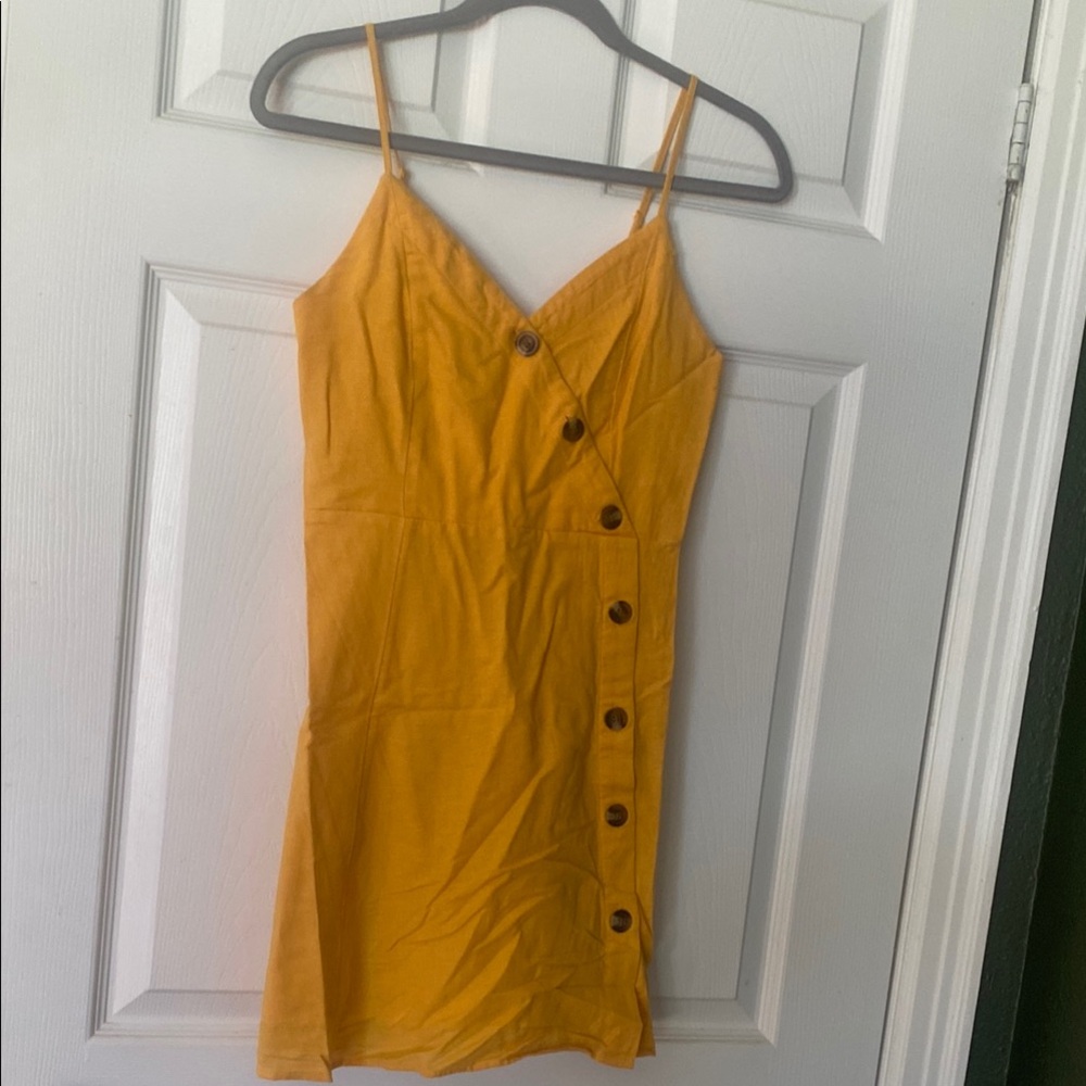 Yellow Button-Down Women's Dress